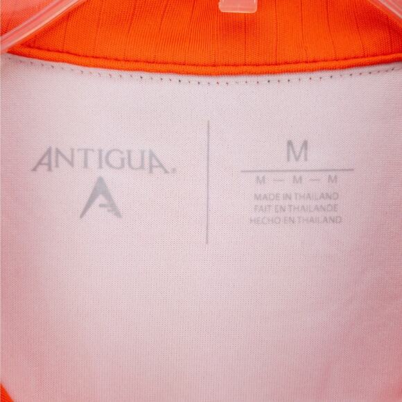 Orange Golf Polo White Contrast Men’s Medium Moisture Wicking Quick Dry Antigua - Picture 3 of 12